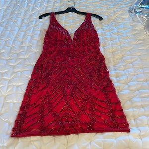 Red, Beaded Homecoming dress.